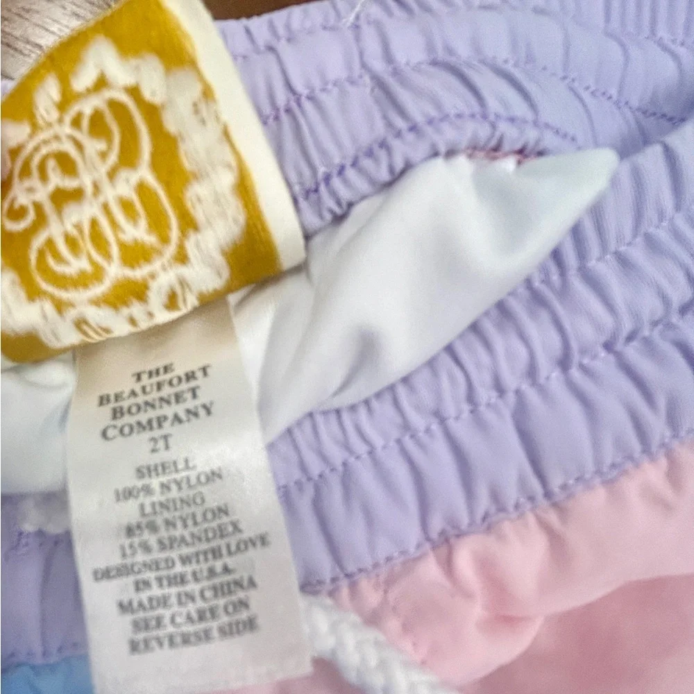 The Beaufort Bonnet Company (TBBC) Lavender & Pink Colorblock Swim Shorts (2T) - Picture 5 of 5